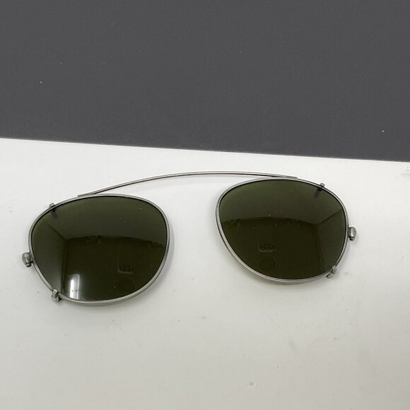 Vintage Calvin Klein 129C Metal Clip on Pilot Sunglasses Italy Green Lenses